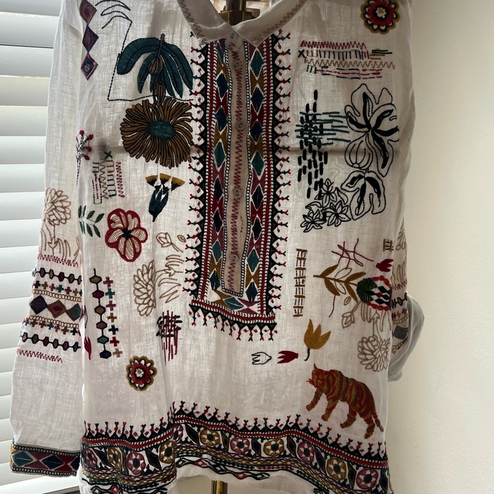 Johnny Was Simmie Linen Blouse NWOT